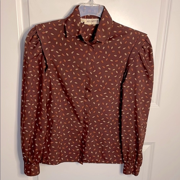 Vintage Jack Winter Leaf Print Blouse 8 - Picture 1 of 6